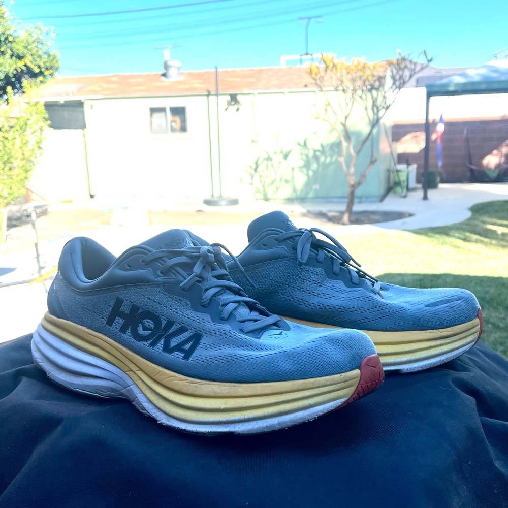 Hoka Bondi 8- size 14 men shoes. Lots of miles left in these amazing shoes.